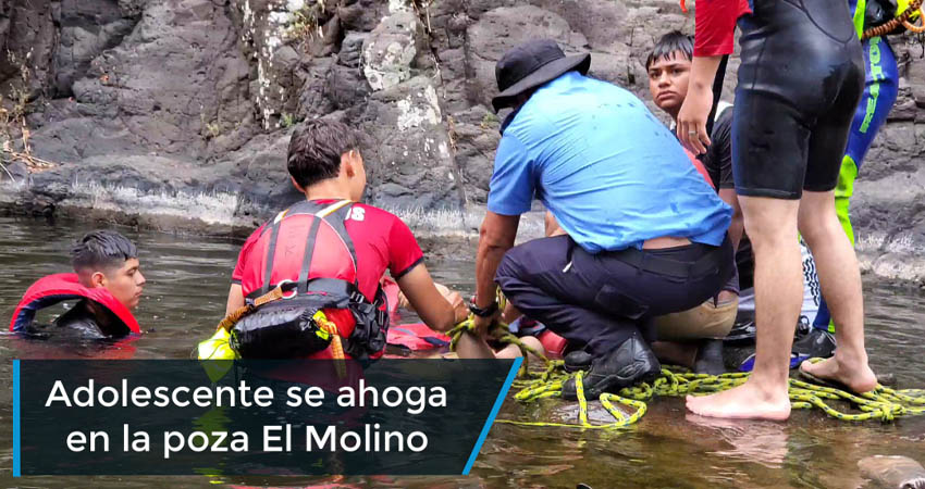 Adolescente muere ahogado en la poza El Molino, en La Estanzuela