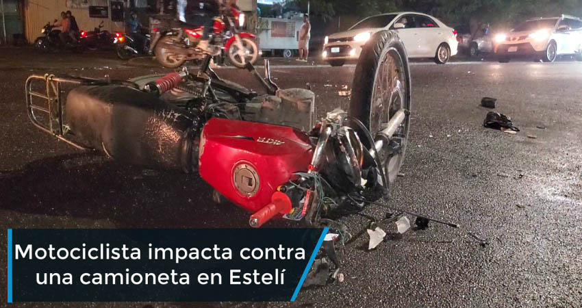 Motociclista impacta contra una camioneta en Estelí