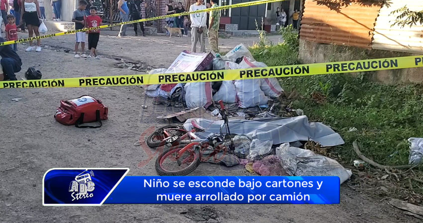 Niño se esconde bajo cartones y muere arrollado por camión