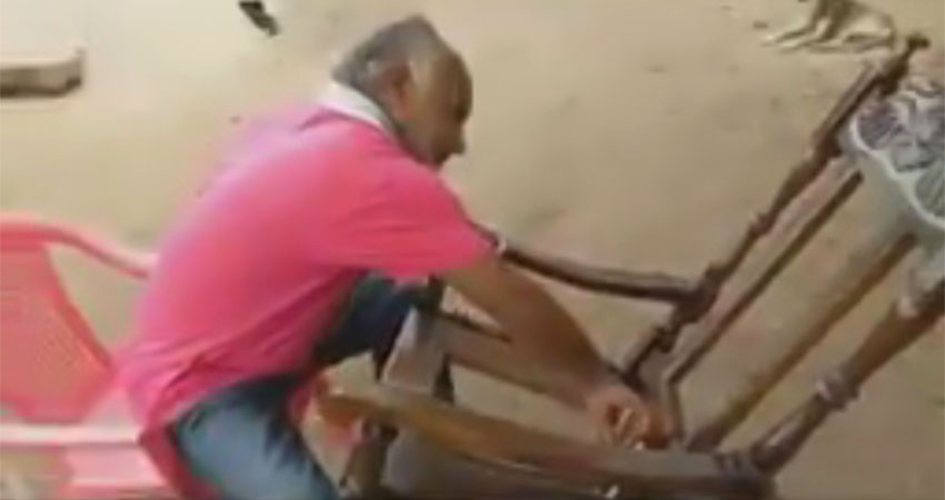 Desde su niñez, don Oscar Danilo Peralta, del municipio de Condega, perdió su vista, no obstante, aunque no puede ver, aprendió manualidades como el tejido de sillas, con lo que logra ingresos económicos para su hogar.
