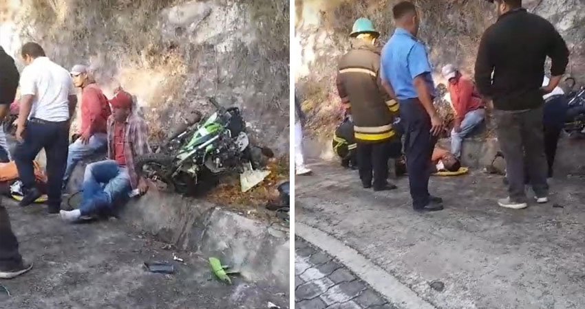 Motociclistas lesionados recibieron asistencia de los bomberos. Foto: Cortesía/Radio ABC Noticias