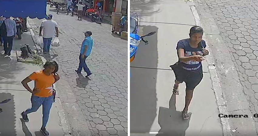 Una de las mujeres vigilaba mientras la otra escondía los productos en sus prendas. Foto: Captura de pantalla/Radio ABC Stereo