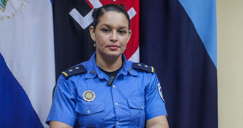 Teniente Karla Duarte, vocera de la Policía Nacional en Nueva Segovia. Foto: Cortesía