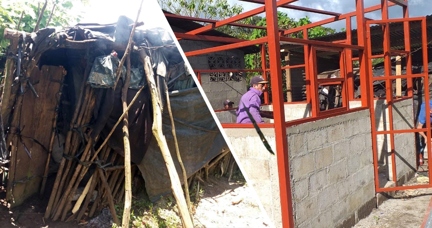 Miembros del Club de Leones junto a la familia beneficiada. Foto: Cortesía