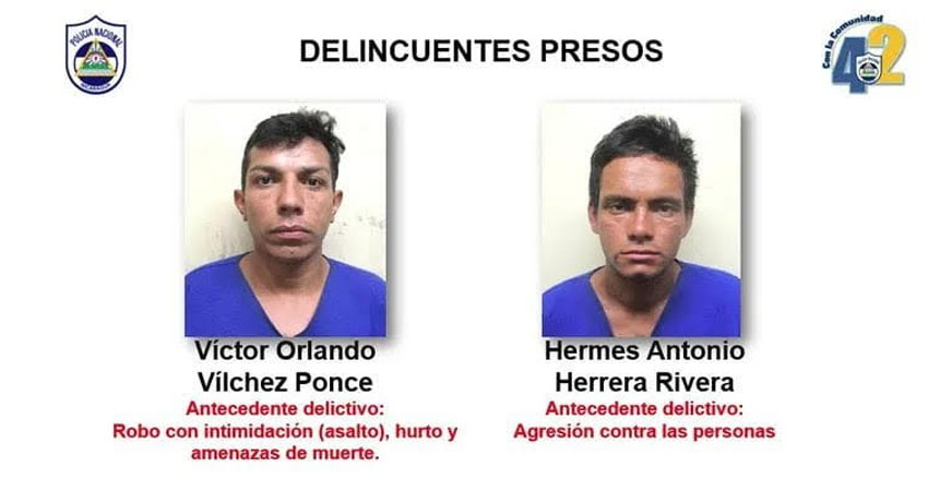 Supuestos autores del robo. Foto: Policía Nacional