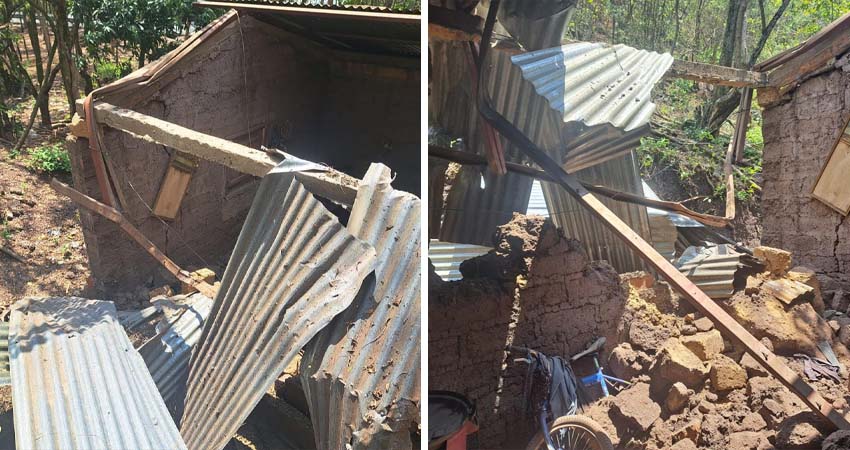 La roca se partió en tres pedazos al impactar contra la vivienda. Foto: Jacdiel Rivera/Radio ABC Stereo
