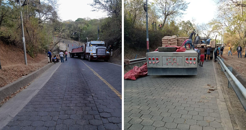 Rastra se queda sin frenos en carretera de Somoto. Foto: Cortesía / Radio ABC Stereo