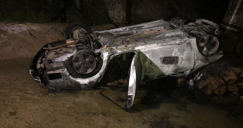 El vehículo quedó volcado. Foto: Cortesía/Radio ABC Stereo El vehículo quedó volcado. Foto: Cortesía/Radio ABC Stereo