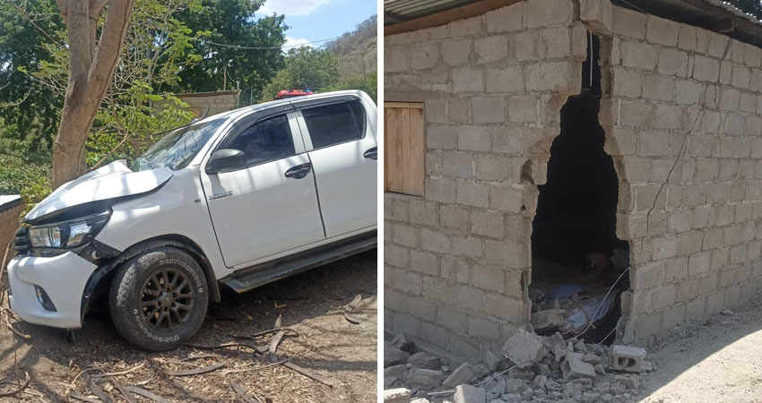 Camioneta impactó contra una vivienda en Telpaneca, Madriz. Foto: Cortesía/Radio ABC Stereo