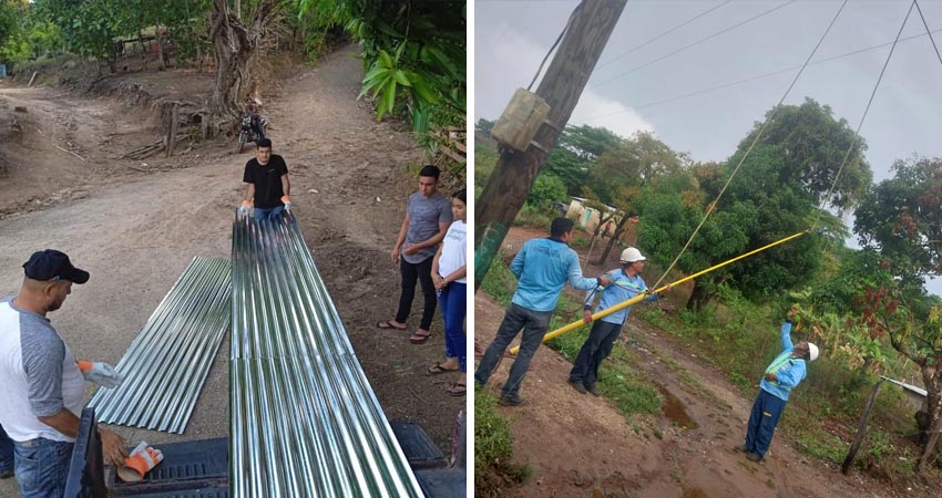 Restablecieron la energía y entregaron láminas de zinc. Foto: Cortesía/Radio ABC Stereo