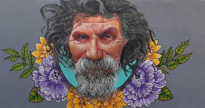 El rostro de Julio Cumbo quedó plasmado en el mural. Foto: Cortesía