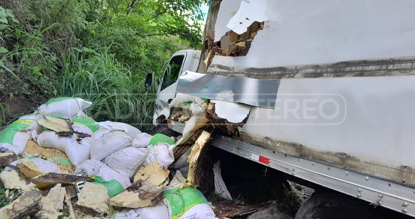 El accidente dejó cuantiosos daños materiales, mientras, el conductor y su ayudante resultaron ilesos.