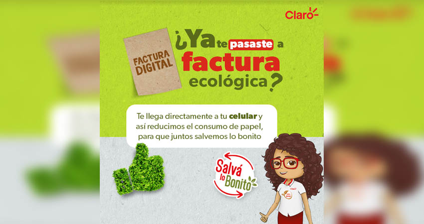 Sé parte del cambio con las facturas ecológicas de Claro. Foto: Claro Nicaragua