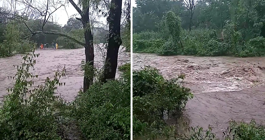 El río crece tanto que imposibilita la circulación. Foto: Cortesía/Radio ABC Stereo