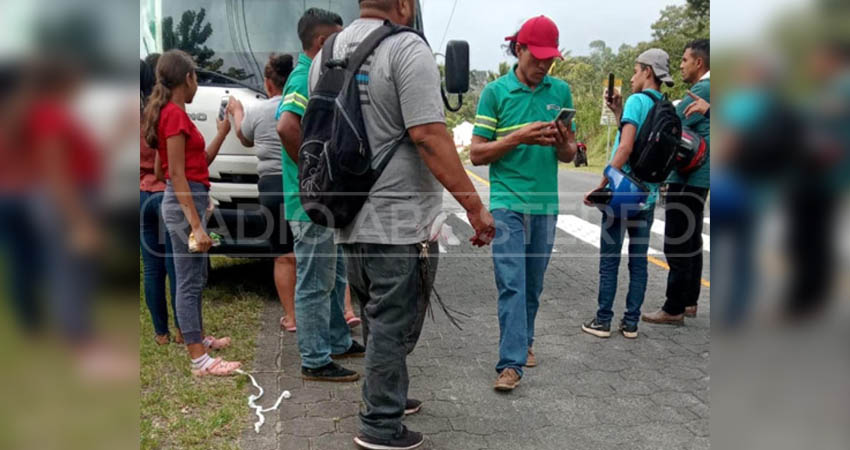 Autoridades policiales investigan el asalto en El Tuma-La Dalia, donde un conductor de camión fue baleado y robado por sujetos desconocidos. Foto: Cortesía/Radio ABC Stereo