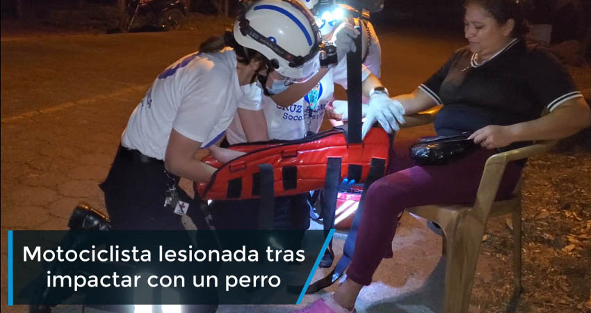 Motociclista lesionada tras impactar con un perro