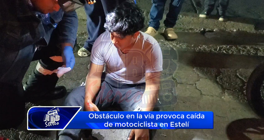 Obstáculo en la vía provoca caída de motociclista en Estelí