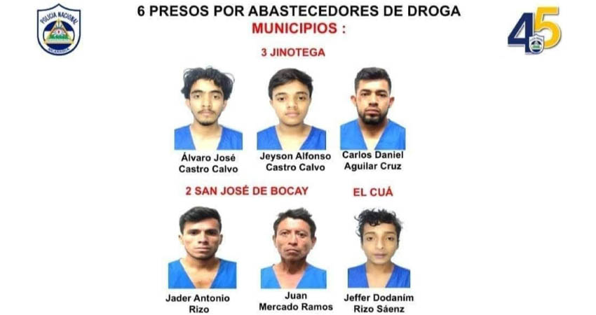 Detenidos por diferentes delitos en Jinotega. Foto: Cortesía/Radio ABC Stereo