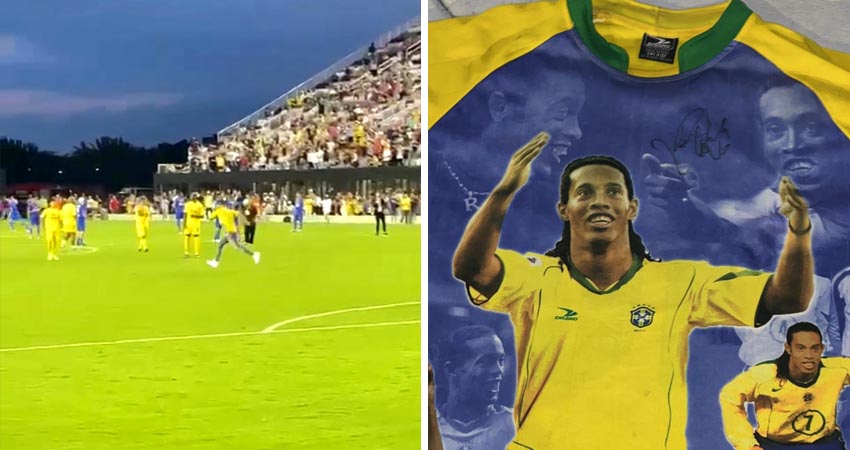 El esteliano logró que Ronaldinho le autografiara su camiseta. Foto: Cortesía/Radio ABC Stereo